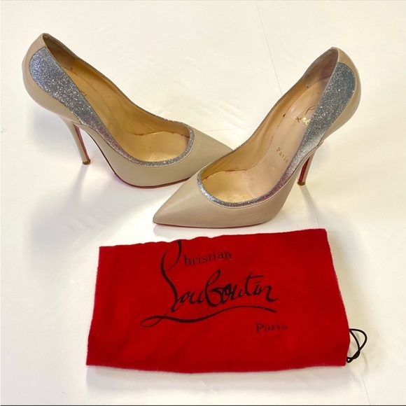 COPY - Christian Louboutin Tucsy 120 Nude Glitter Heels! - Picture 3 of 6
